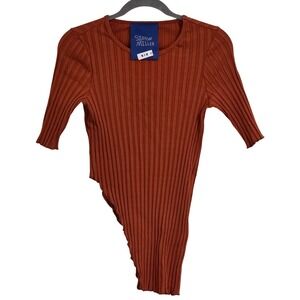 Simon Miller Koopa Top Womens Medium Rust Orange Ribbed Asymmetrical USA
